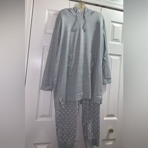 Women’s lounge wear bottom and top gray hooded top XL